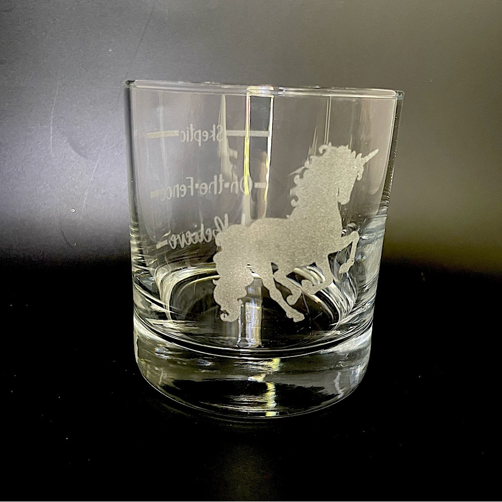 Unicorn lazer engraved rocks glass pair NEW